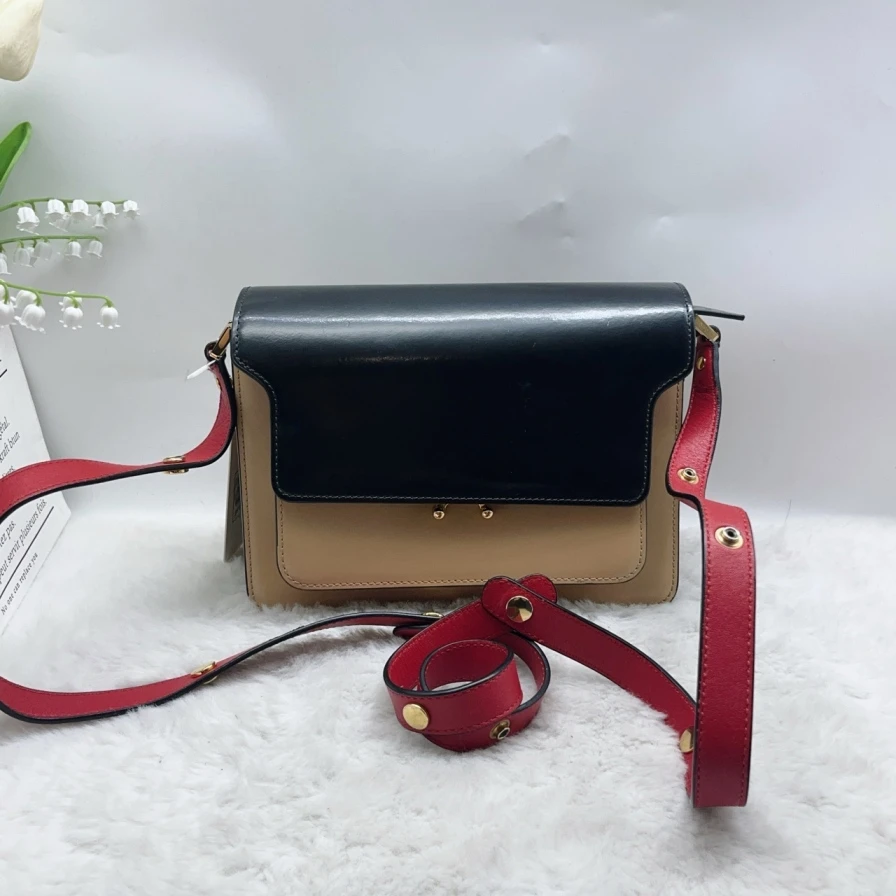 95新 MARNI 黑棕拼色风琴包1331 1366