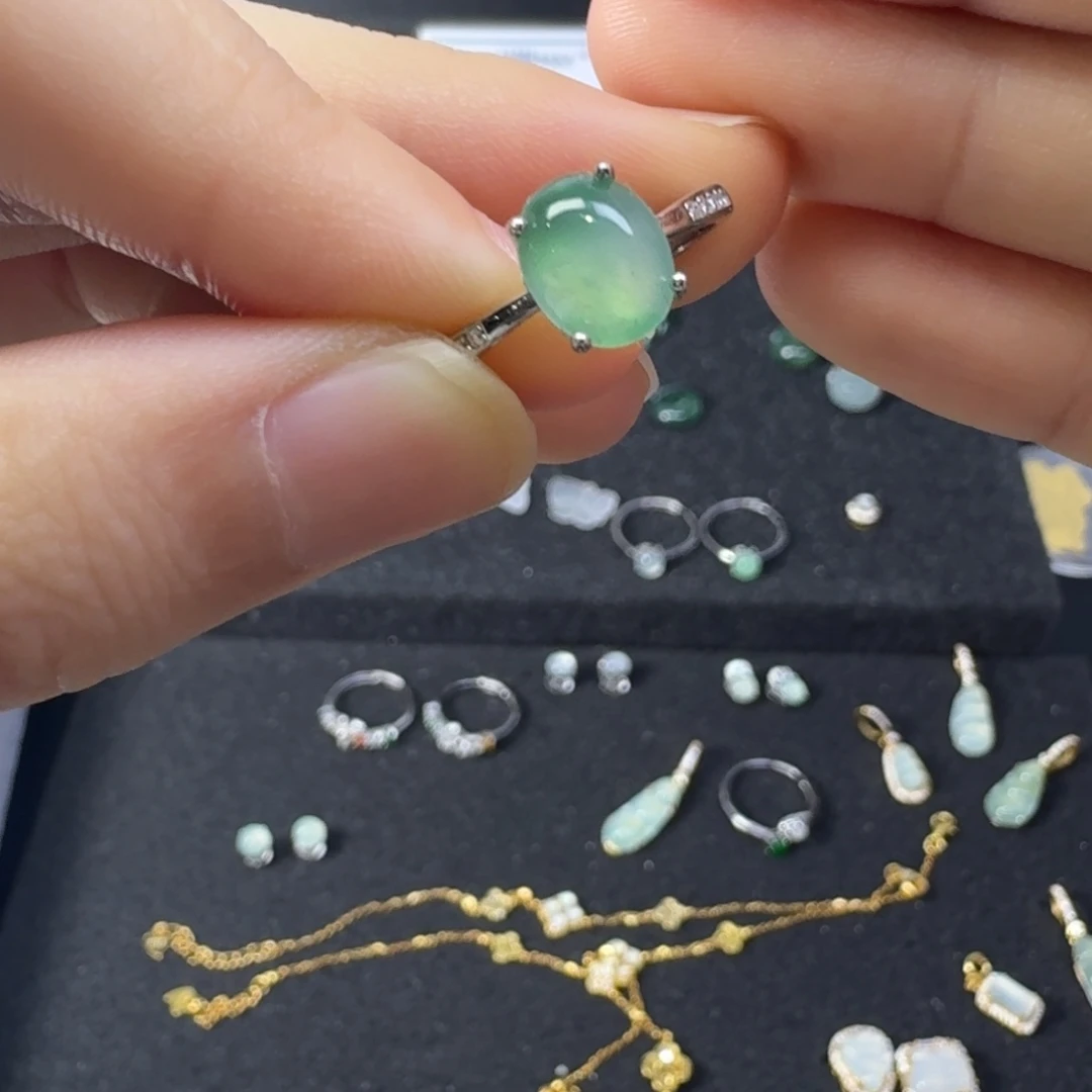 翡翠银S925镶嵌戒指