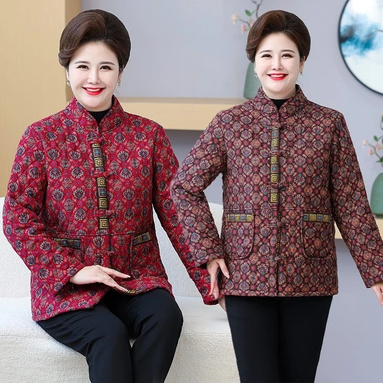 中老年妈妈加肥加大冬季新款大码碎花棉服外套宽松遮肉保暖舒适!