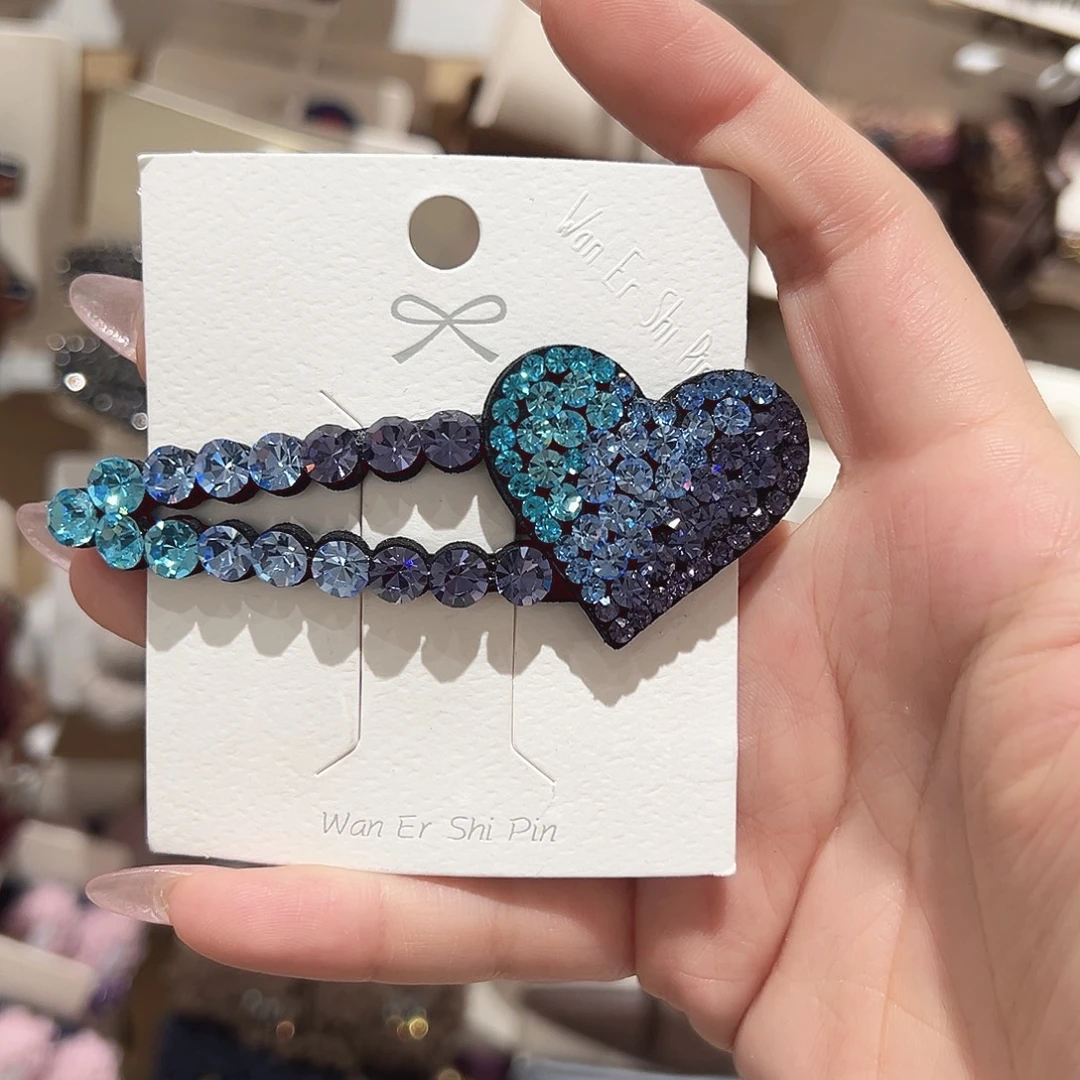 皮质铁合金爱心满钻掰掰夹