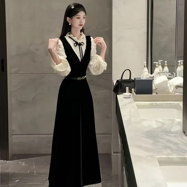 拉夏贝尔25年初秋新款法式气质名媛通勤优雅百搭连衣裙 10679 LSC