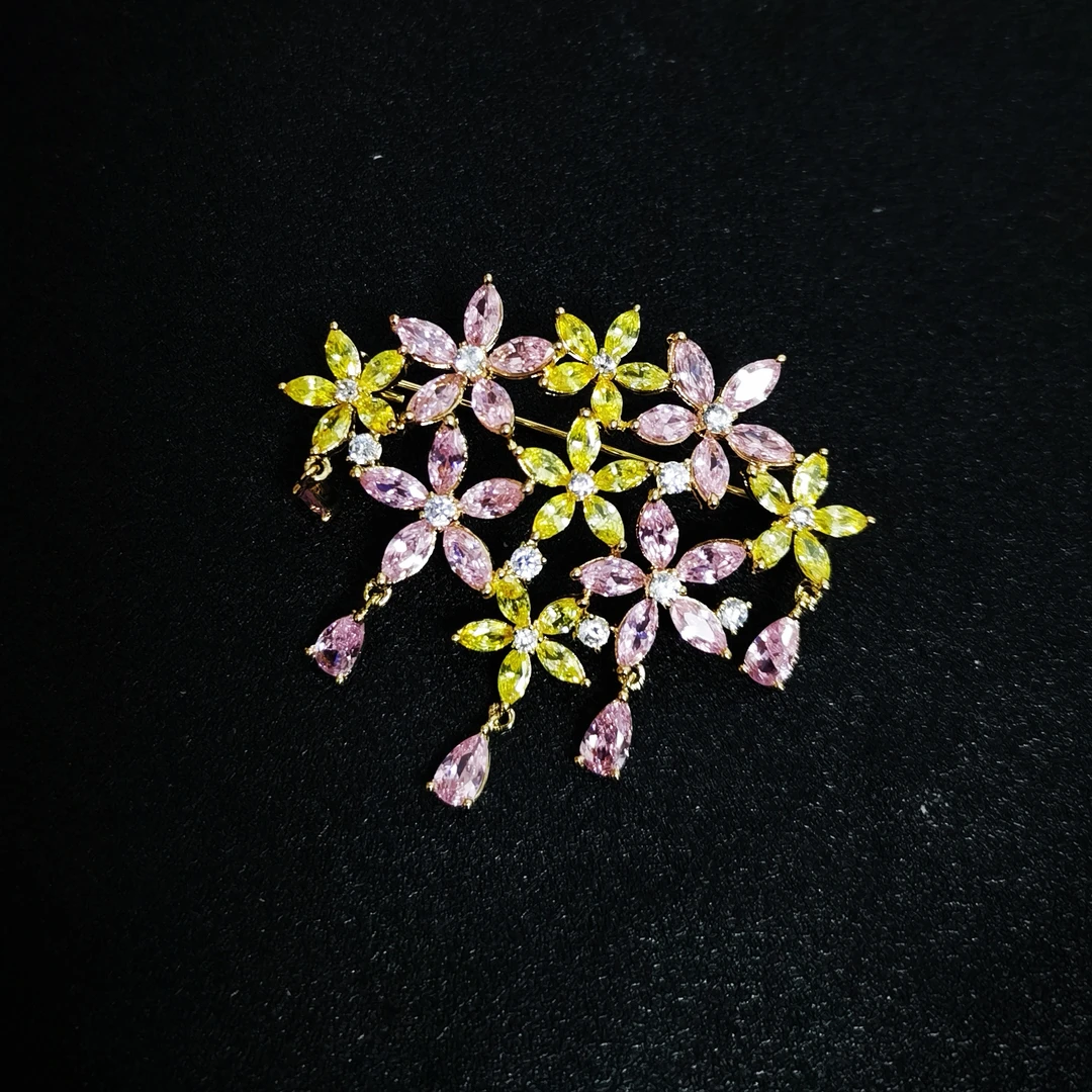 铜合金胸针 BY 825 国风款繁花胸针