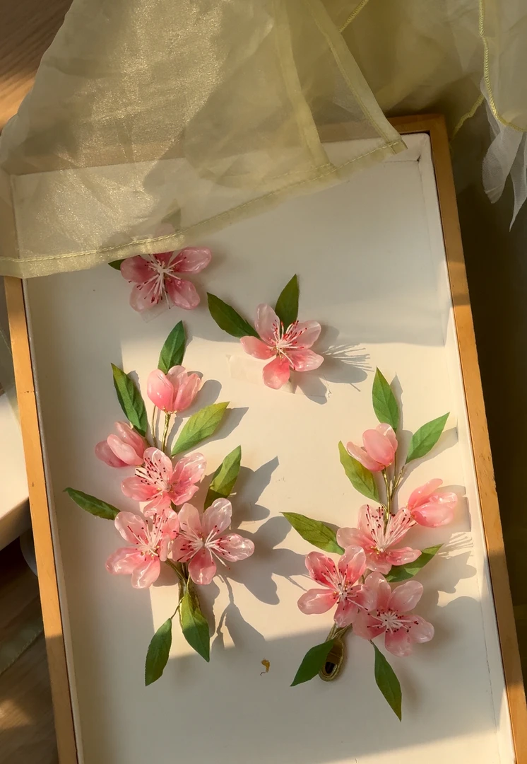原创（春熙）桃花琉璃花发饰汉服配饰古风发饰