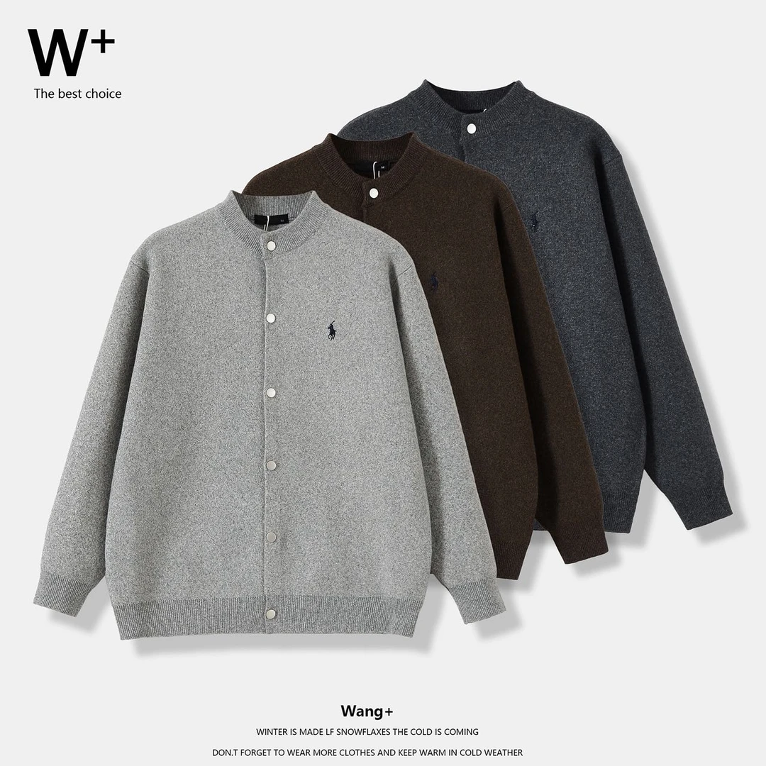 【Wang+】秋季新款针织毛衣开衫外套加厚休闲百搭情侣款外套86313