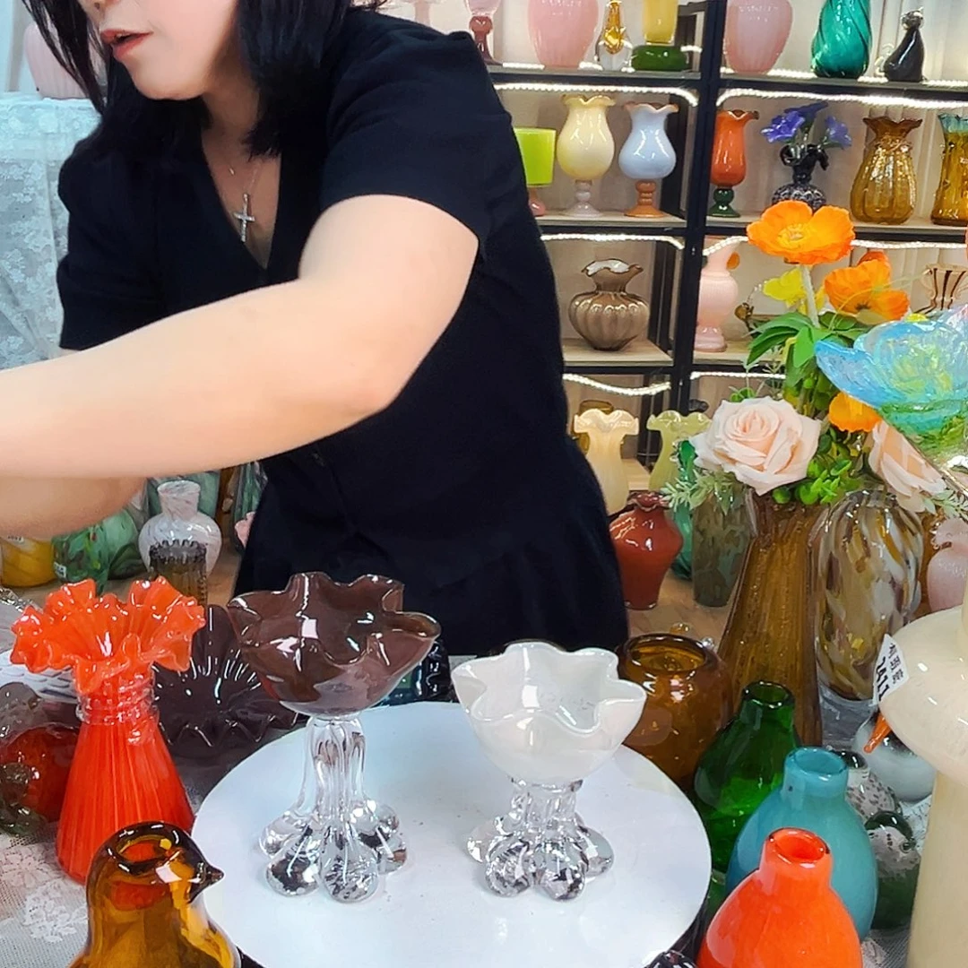 清***浅琉璃烛台俩家悦琉璃工艺品