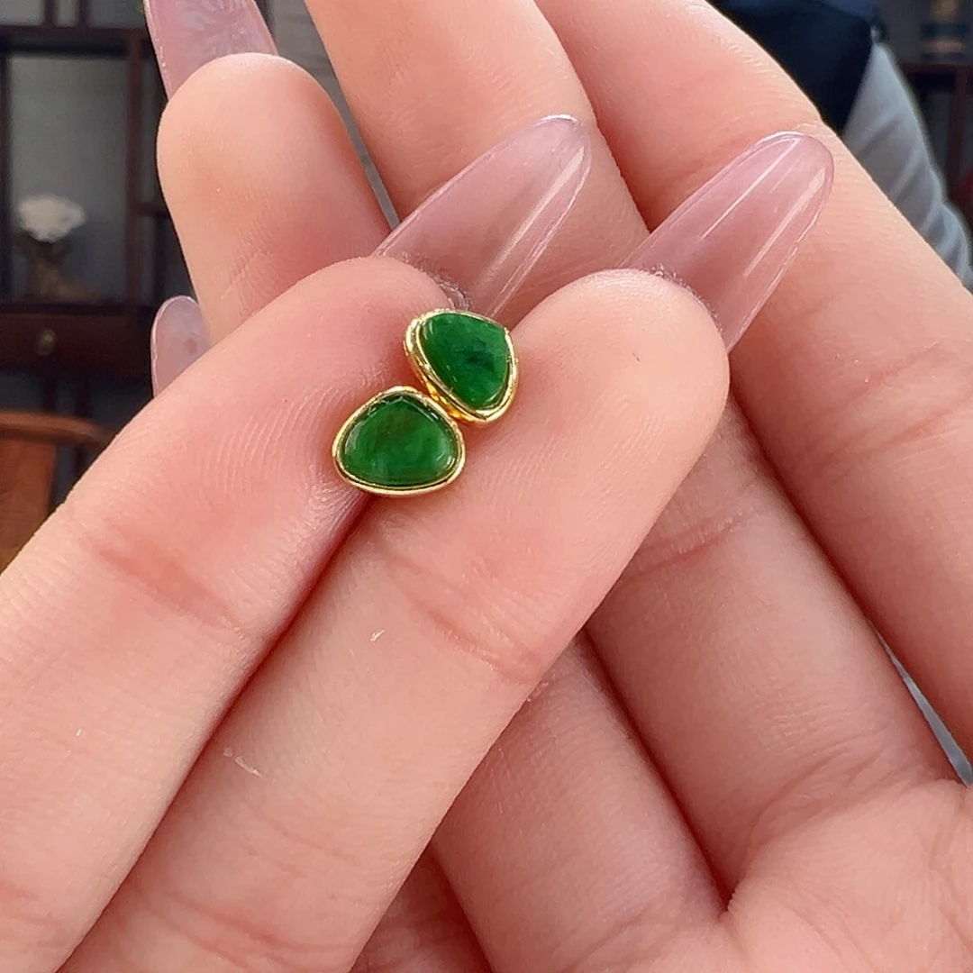 翡翠耳环银S925镶嵌耳环68