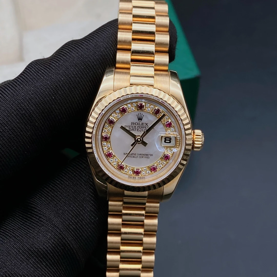 99新 Rolex/劳力士 日志179178红宝石/机械表/18k金/表径26