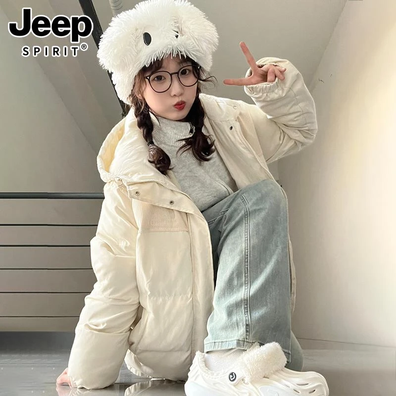 JEEP羽绒服女2025新款冬季鸭绒小个子面包服加绒加厚保暖情侣外套