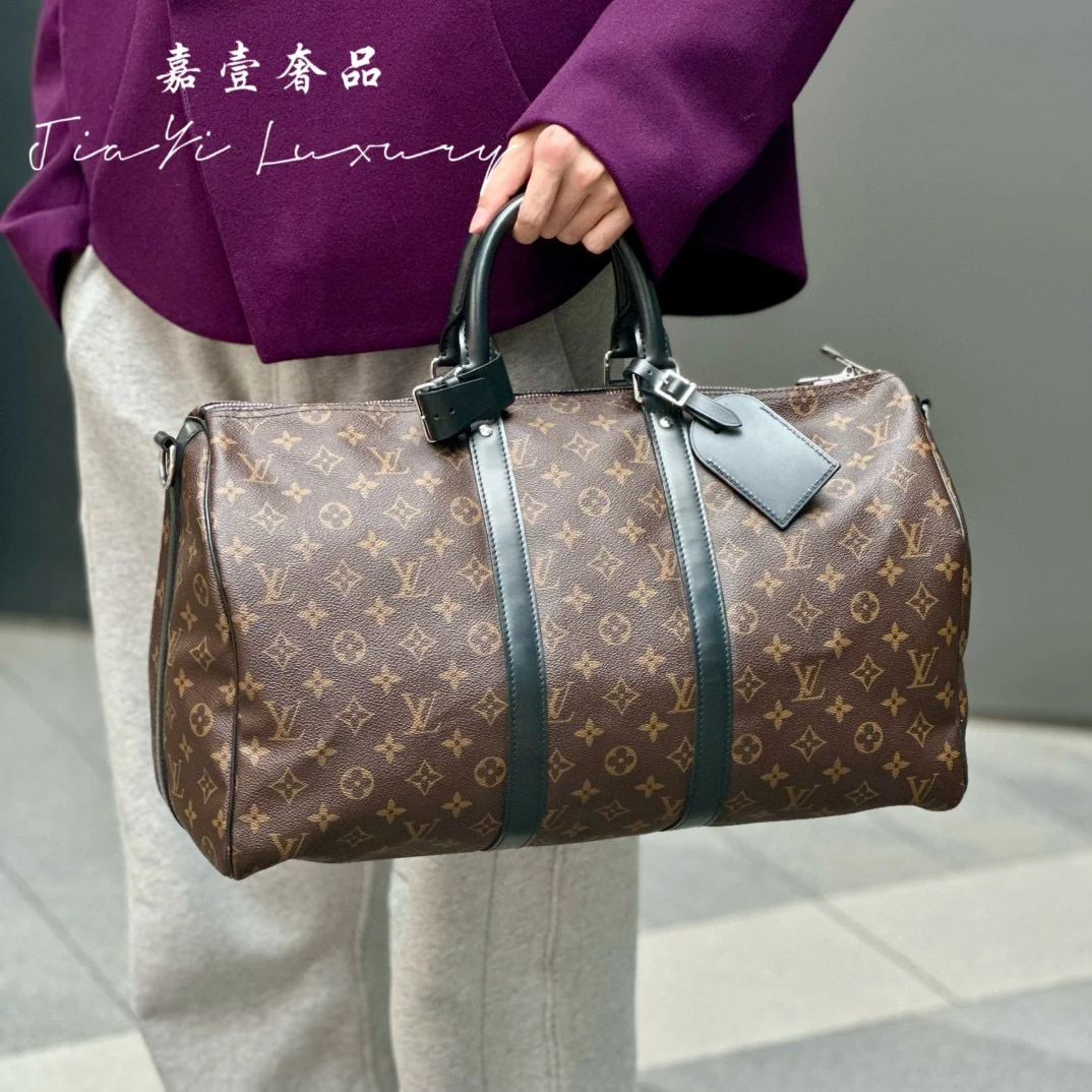 99新 LouisVuitton/路易威登 嘉壹/(6488) keepall45棕老花旅行袋