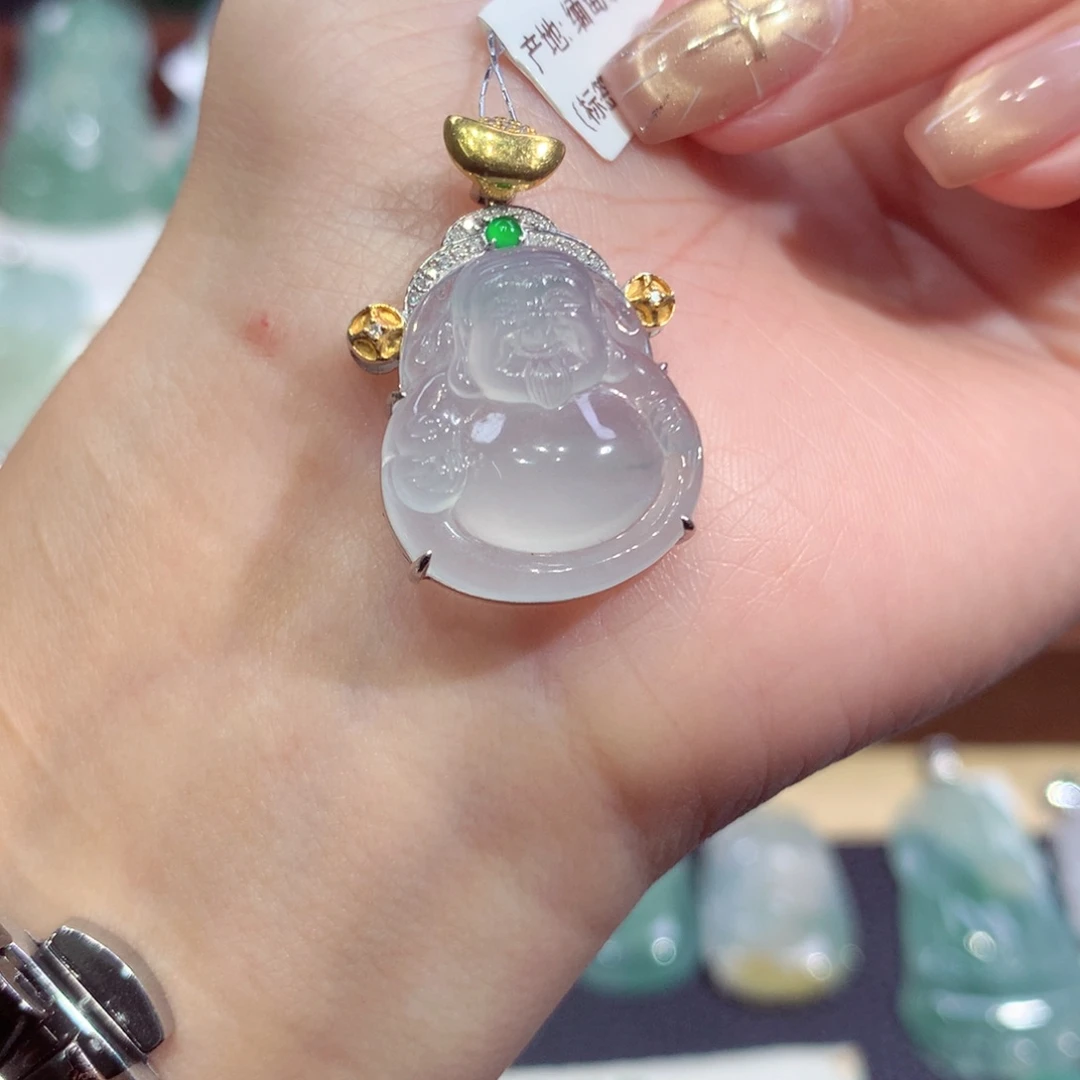 吊坠(不含链)18K金镶嵌翡翠
