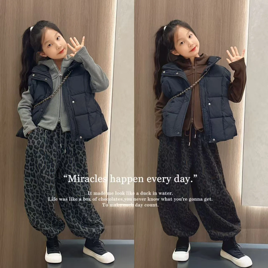 新款冬季加绒女童外套秋冬套装2025新款洋气时髦儿童衣服