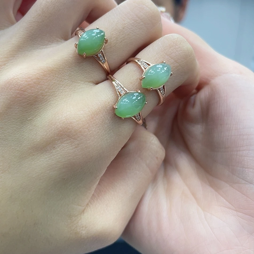 和田玉戒指银S925镶嵌