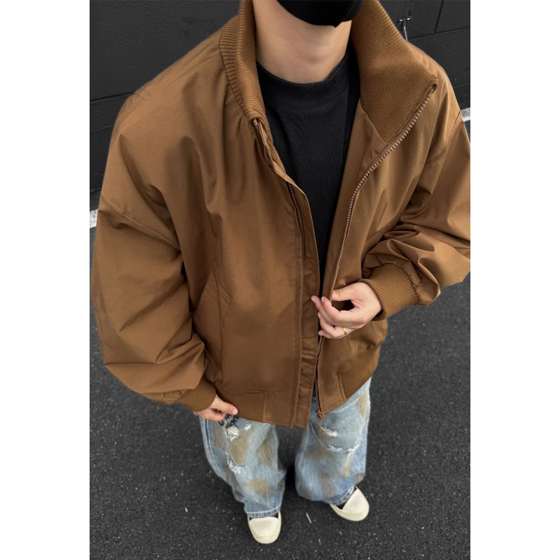 bomber飞行夹克外套男款秋季潮牌cleanfit廓形短款高街棒球服上衣