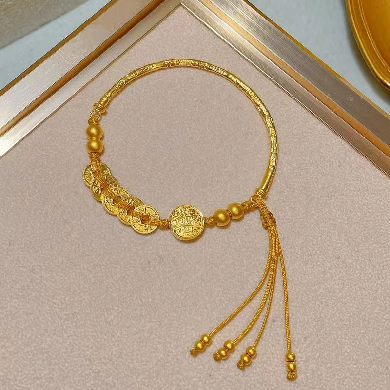 铜合金手镯 H13半镯弯管五弟抽拉可调节手镯百搭时尚