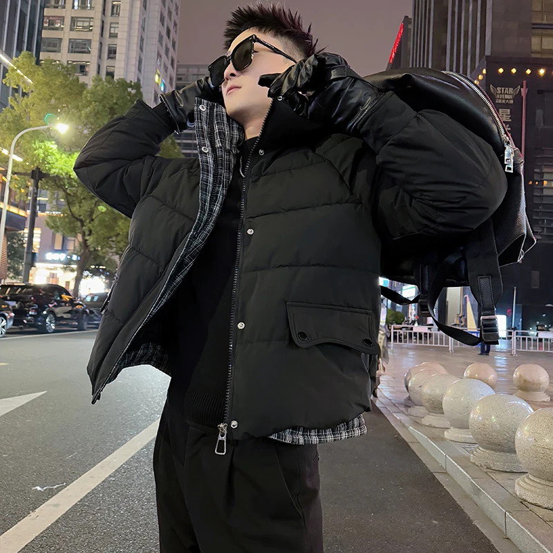 假两件连帽棉服外套男款冬季棉袄2025新款高级感潮牌痞帅百搭棉衣