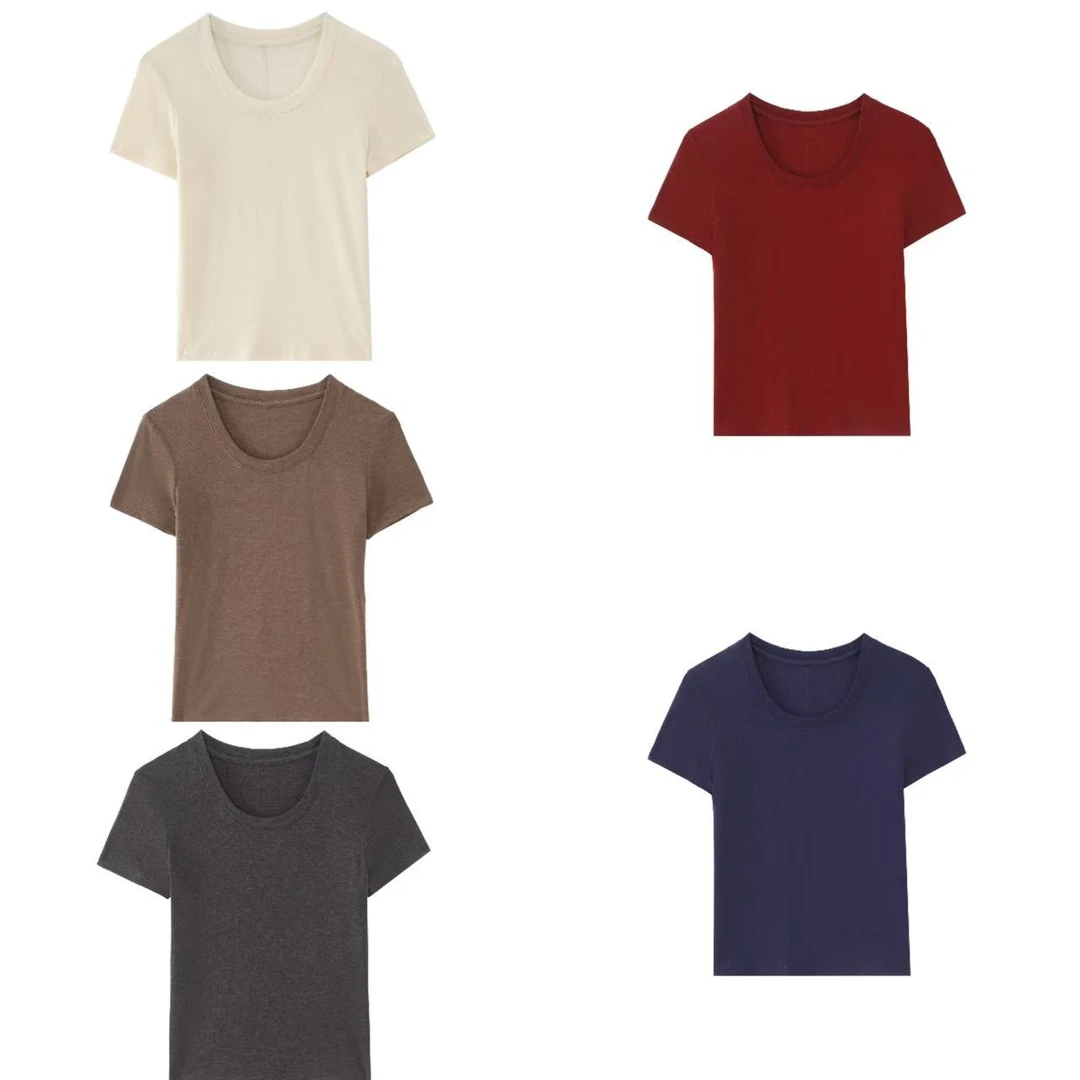 【天丝羊毛】【水滴领虾线T】凉感软糯正肩显瘦时尚百搭质感短袖25106