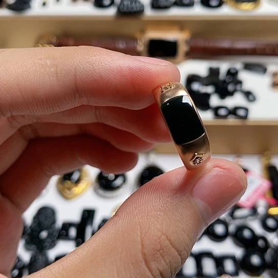 18K金镶嵌戒指翡翠缅甸天然a货墨翠