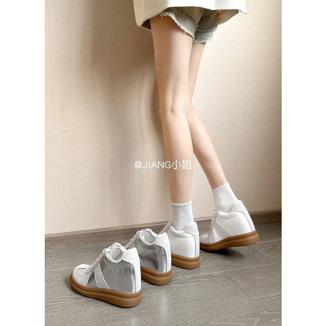 真皮版~9cm小个子内增高运动鞋厚底休闲板鞋女德训鞋女2025春秋季