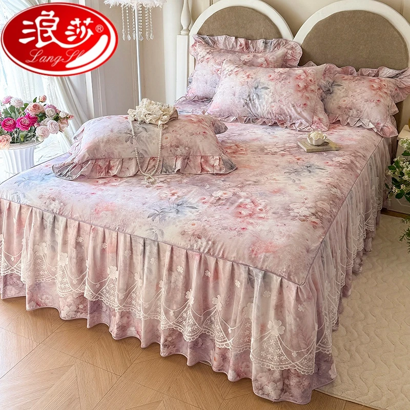 【浪莎品牌】2025新款法式公主风全棉床裙单件100纯棉床罩四季通用