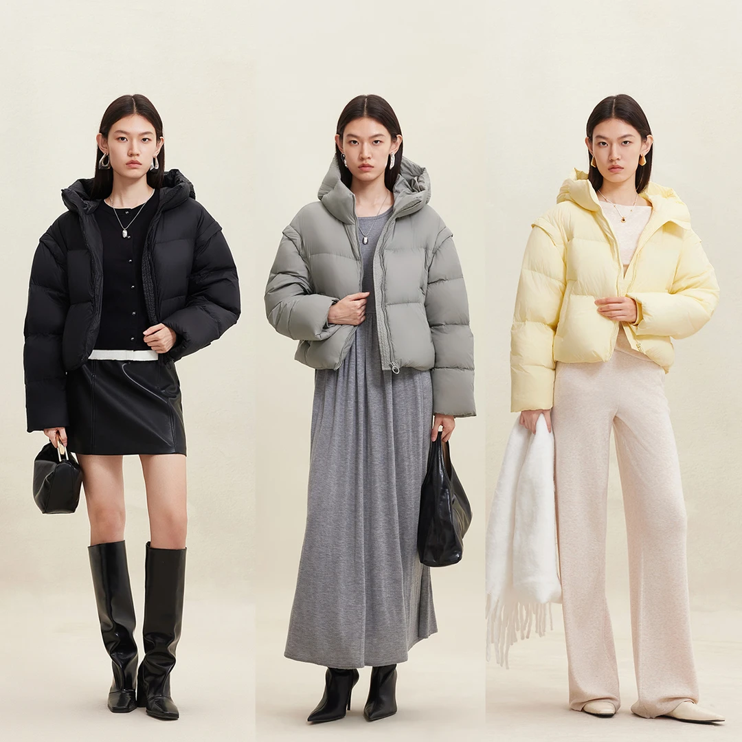 Vero Moda羽绒服2025冬季新款90白鸭绒可拆卸袖子短款325423014