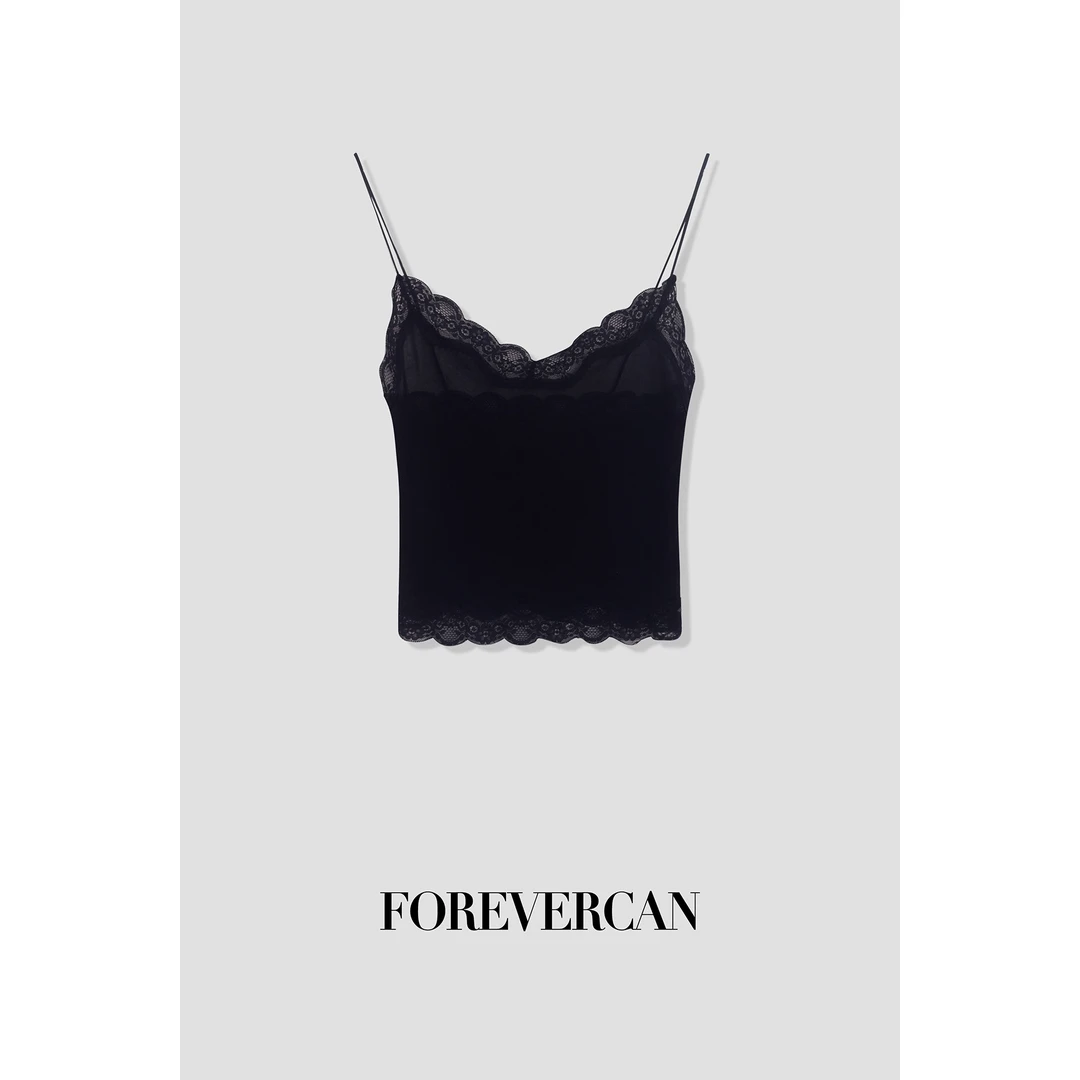 FOREVERCAN “绮梦”蕾丝拼接简约百搭吊带背心上衣ST18653