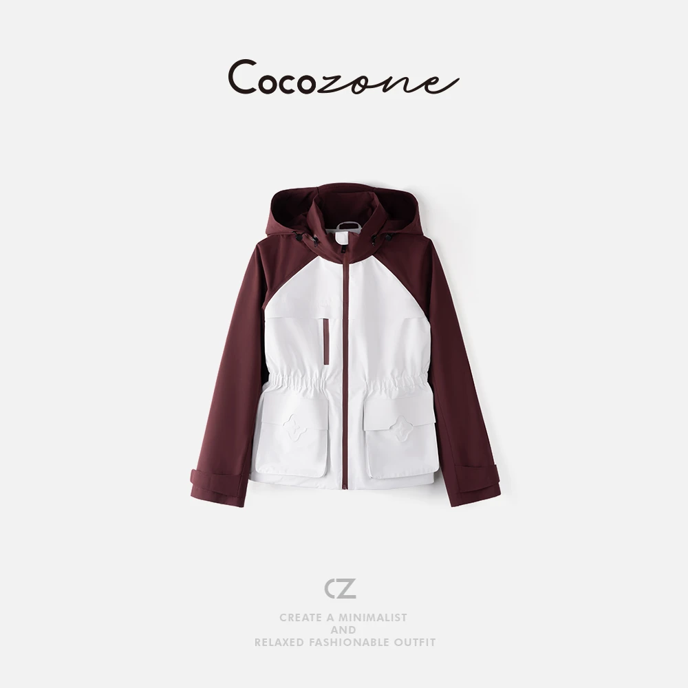 COCO ZONE 刘一一 ”徒步“撞色拼接简约山系连帽外套 CD2A2066
