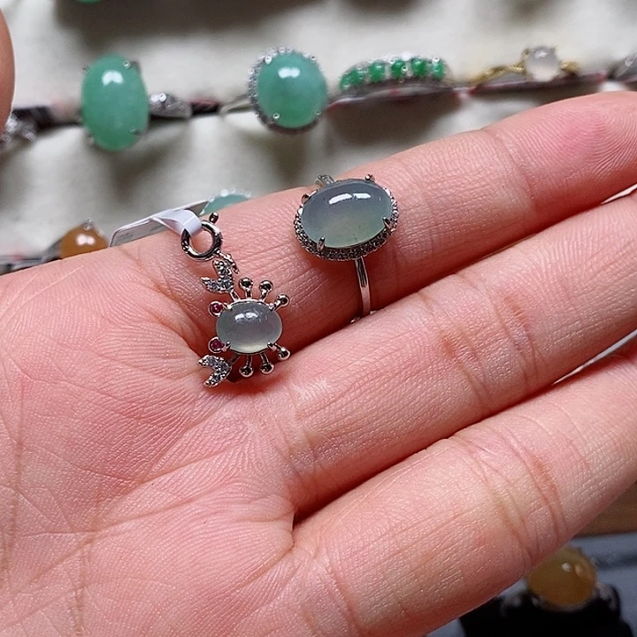 银S925镶嵌戒指翡翠