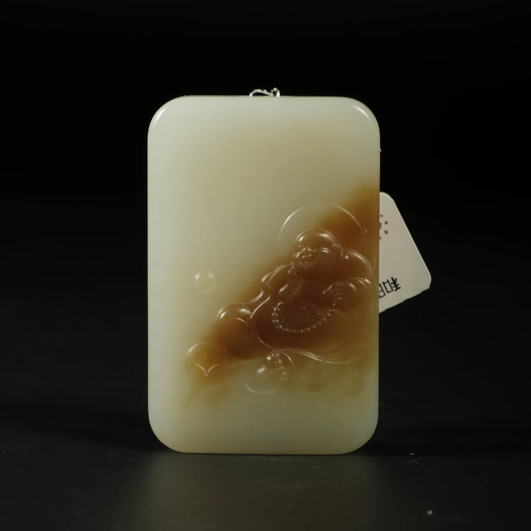 lot8827 和田玉弥勒佛挂坠/云南典藏