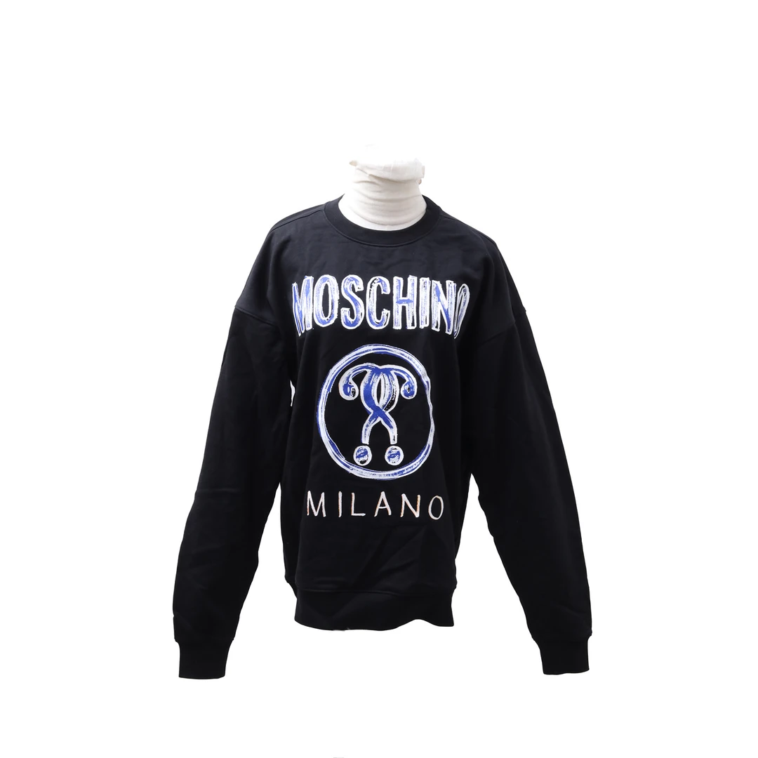 全新未使用 MOSCHINO 蓝色双问号圆领卫衣 黑色 棉 TP019191