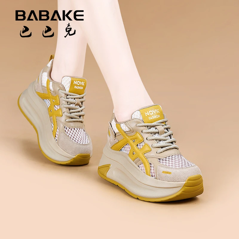 巴巴克巴巴克2025夏爆款8CM厚底网面阿甘鞋增高透气凉鞋女8613