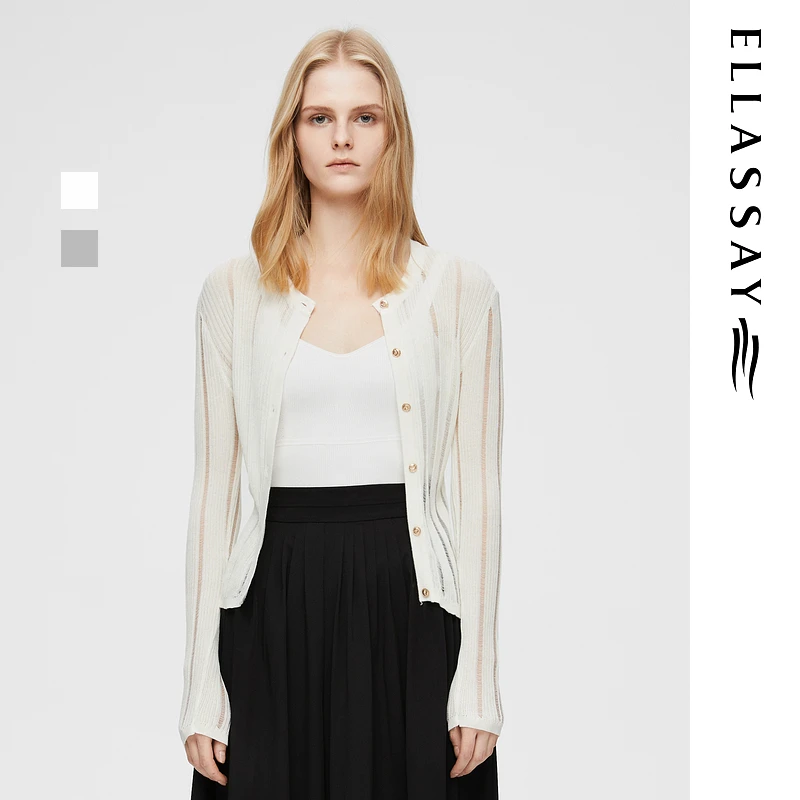 歌力思2025早春新款时髦百搭镂空修身显瘦针织衫女EWB361M01600