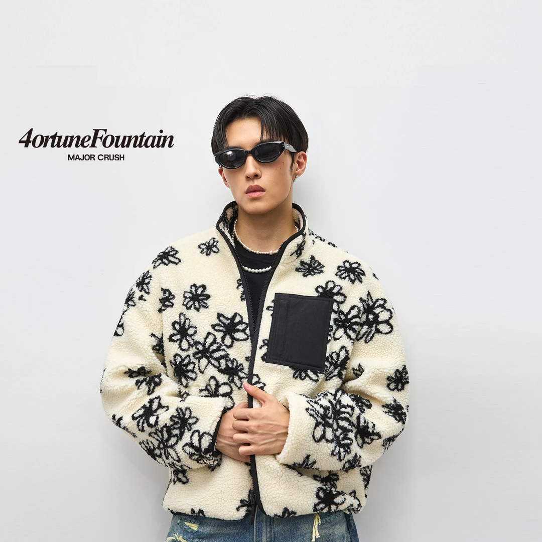 MAJOR CRUSH刺绣花朵仿羊毛绒外套秋冬季设计感立领短款外套M0233
