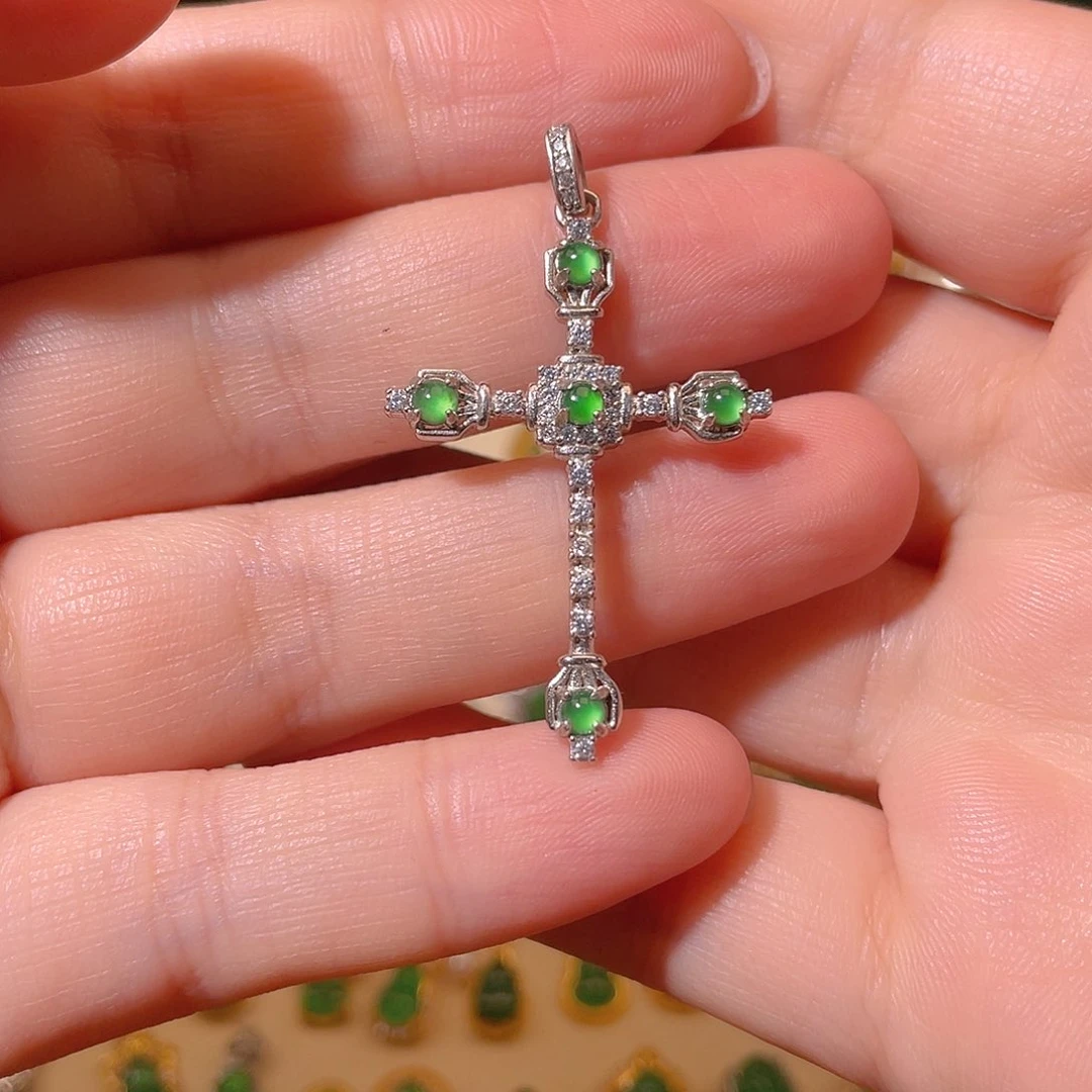 翡翠吊坠(不含链)银S925镶嵌