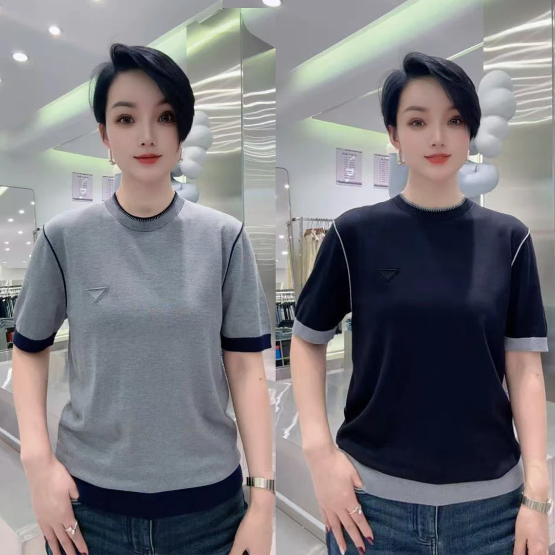 【华尔街名品】2025秋季新款欧货时尚个性撞色三角标刺绣毛衣-8555