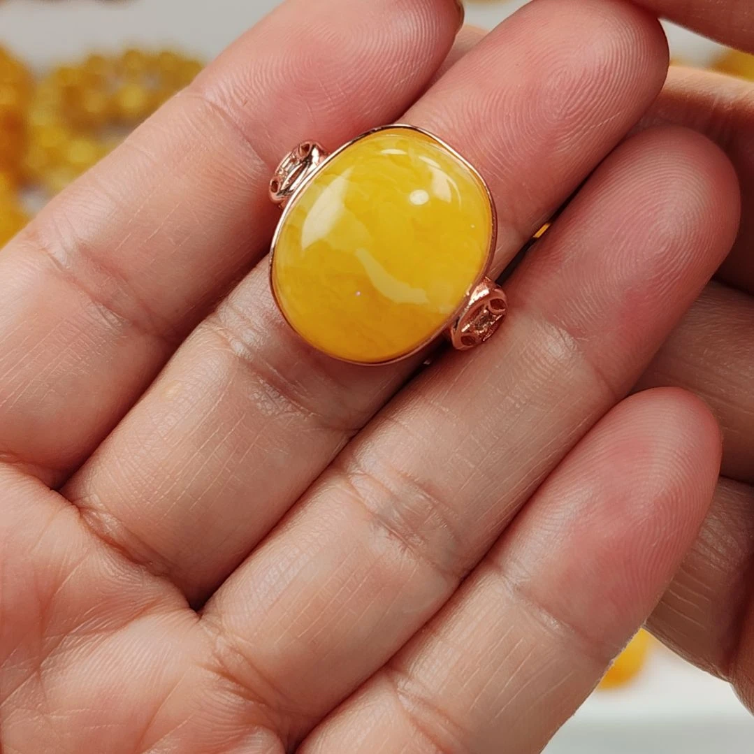 蜜蜡吊坠(赠链)银S925镀金镶嵌