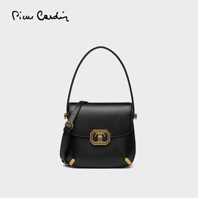 皮尔卡丹头层牛皮女包高级质感单肩包小众轻奢气质百搭小方包新款
