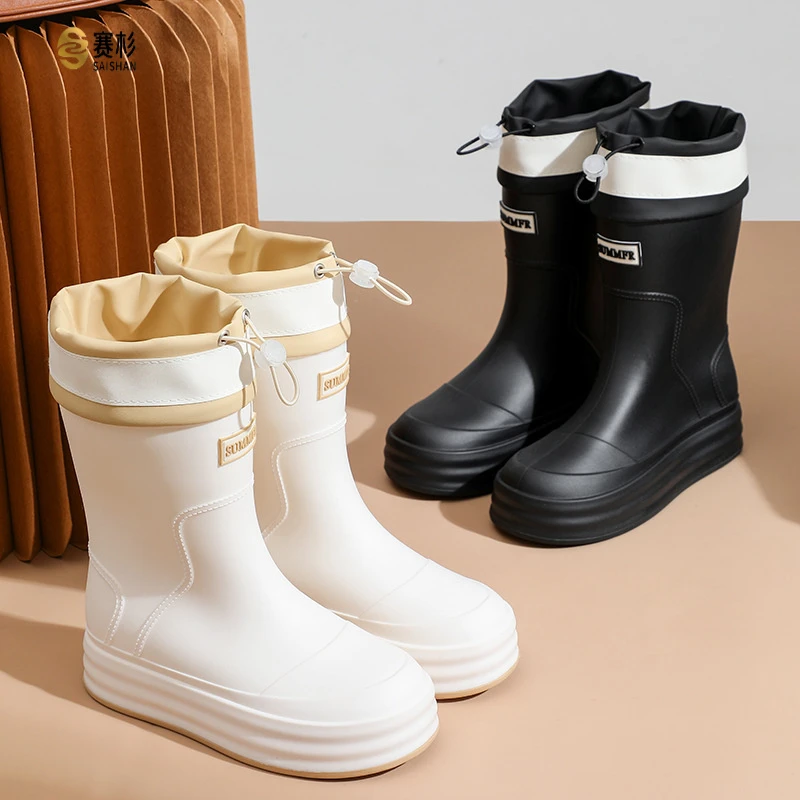 雨鞋女款2025新款中筒防水防滑水鞋加绒时尚外穿雨天雨靴软底胶鞋