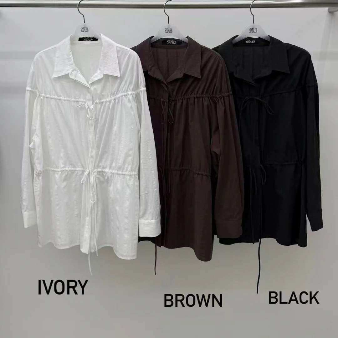 【by兜兜韩国代购】2026010420 stainless 长款衬衫 NO退NO换