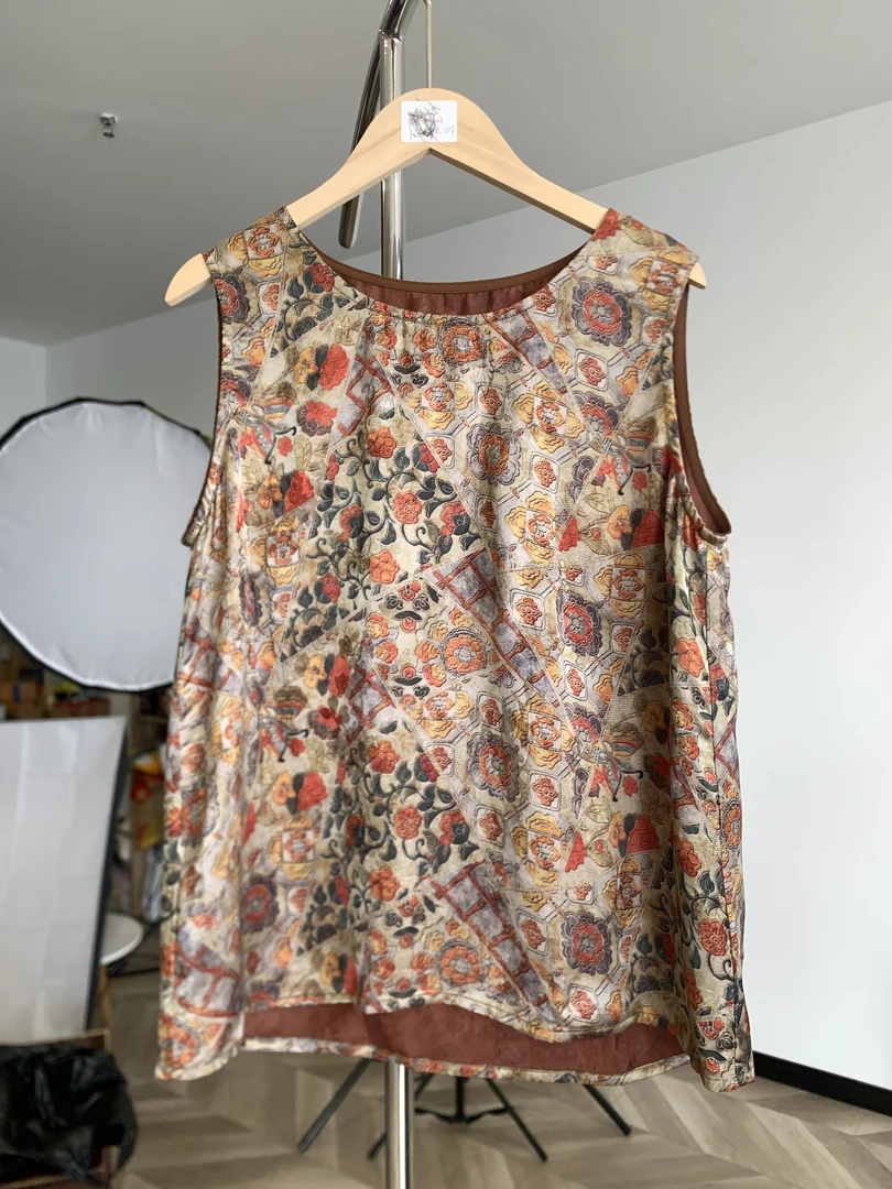 新中式木薯真丝国风马甲背心女气质外搭T1618