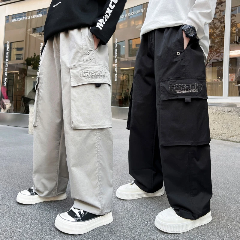 男童直筒裤子春秋宽松2025中大童休闲长裤儿童春季工装裤洋气潮流