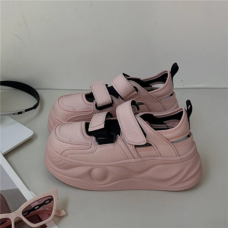 栢香妮BAHONGLY镂空老爹鞋女2025夏新款厚底增高透气轻便运动凉鞋