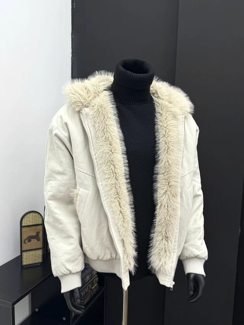 美式复古座山雕加绒夹棉连帽棉服男女冬季新款休闲保暖宽松外套潮