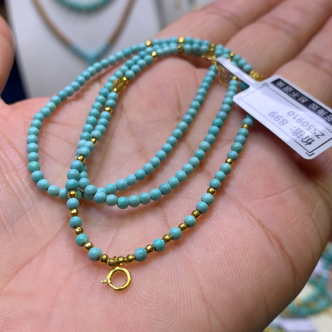 绿松石18K金镶嵌万能链2.5mm