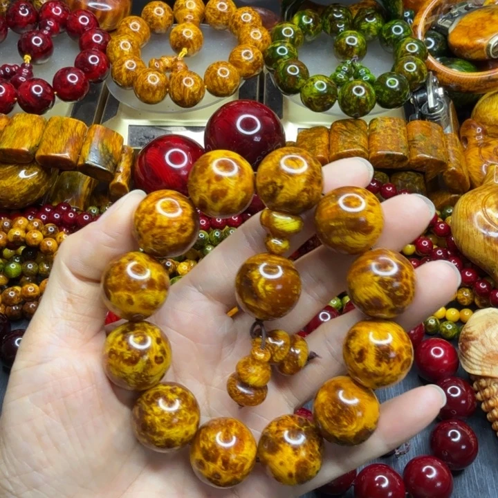 金丝楠琥珀木文玩手串