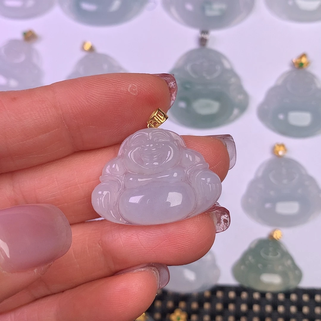 翡翠18K金镶嵌颈饰缅甸翡翠A货