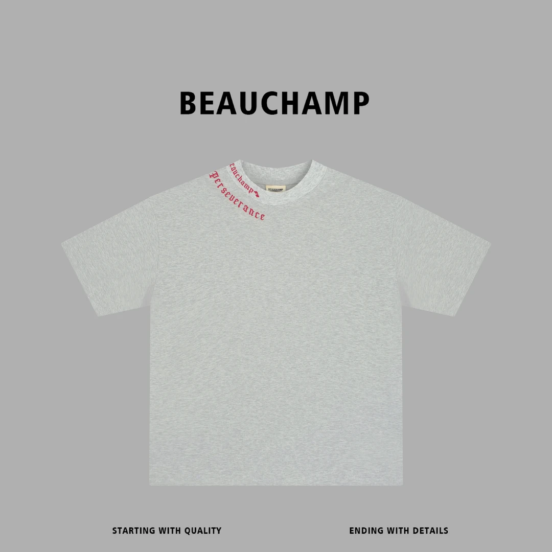 Beau champ美式时尚宽松休闲百搭刺绣圆领夏季短袖 5025#