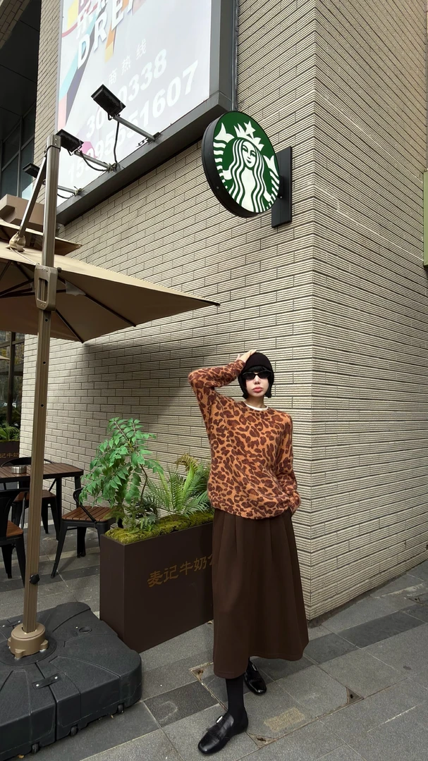 【娃娃专享】时尚复古豹纹套头毛织毛衣MY23037