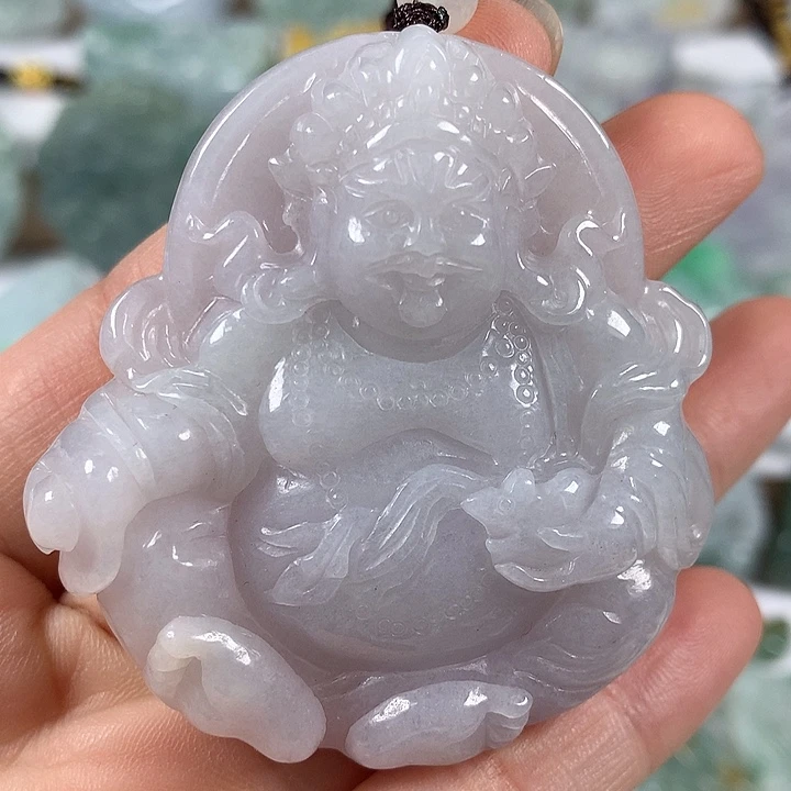 翡翠未镶嵌颈饰立体黄财神爷两面工艺福利卡厚11+