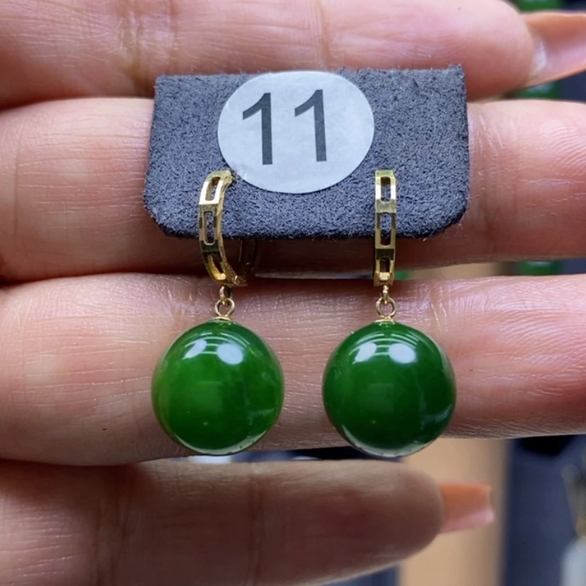 【闪购商品】和田玉耳饰18K金镶嵌11.8mm圆珠厚金耳扣款
