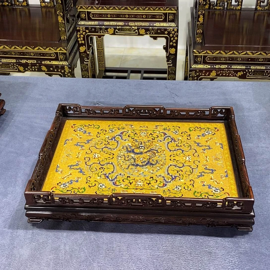 红酸枝木类成套家具茶盘